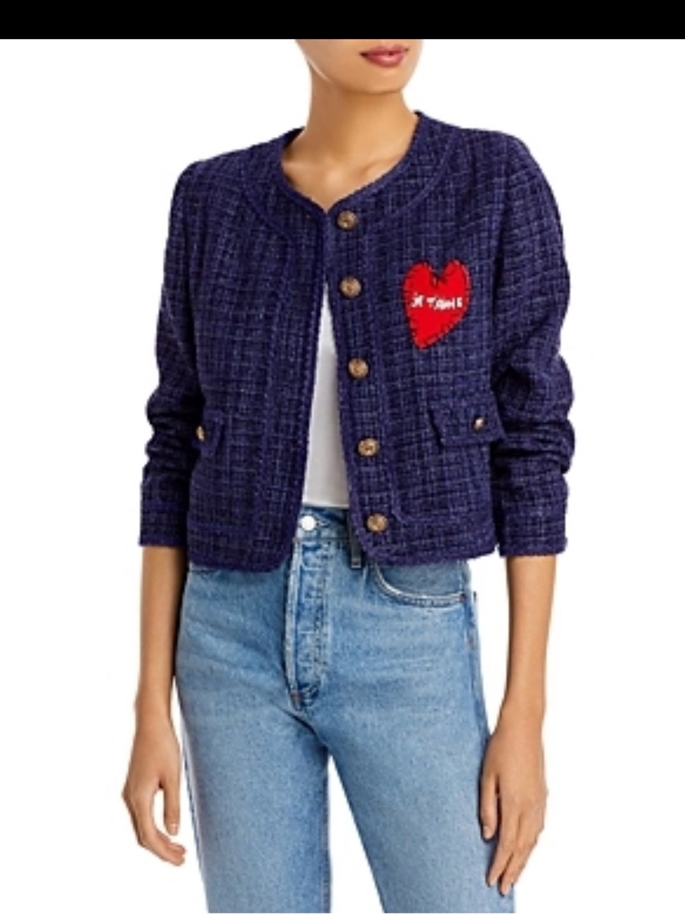 Kari Rosenthal for Aqua Metallic Tweed Button down Blazer
